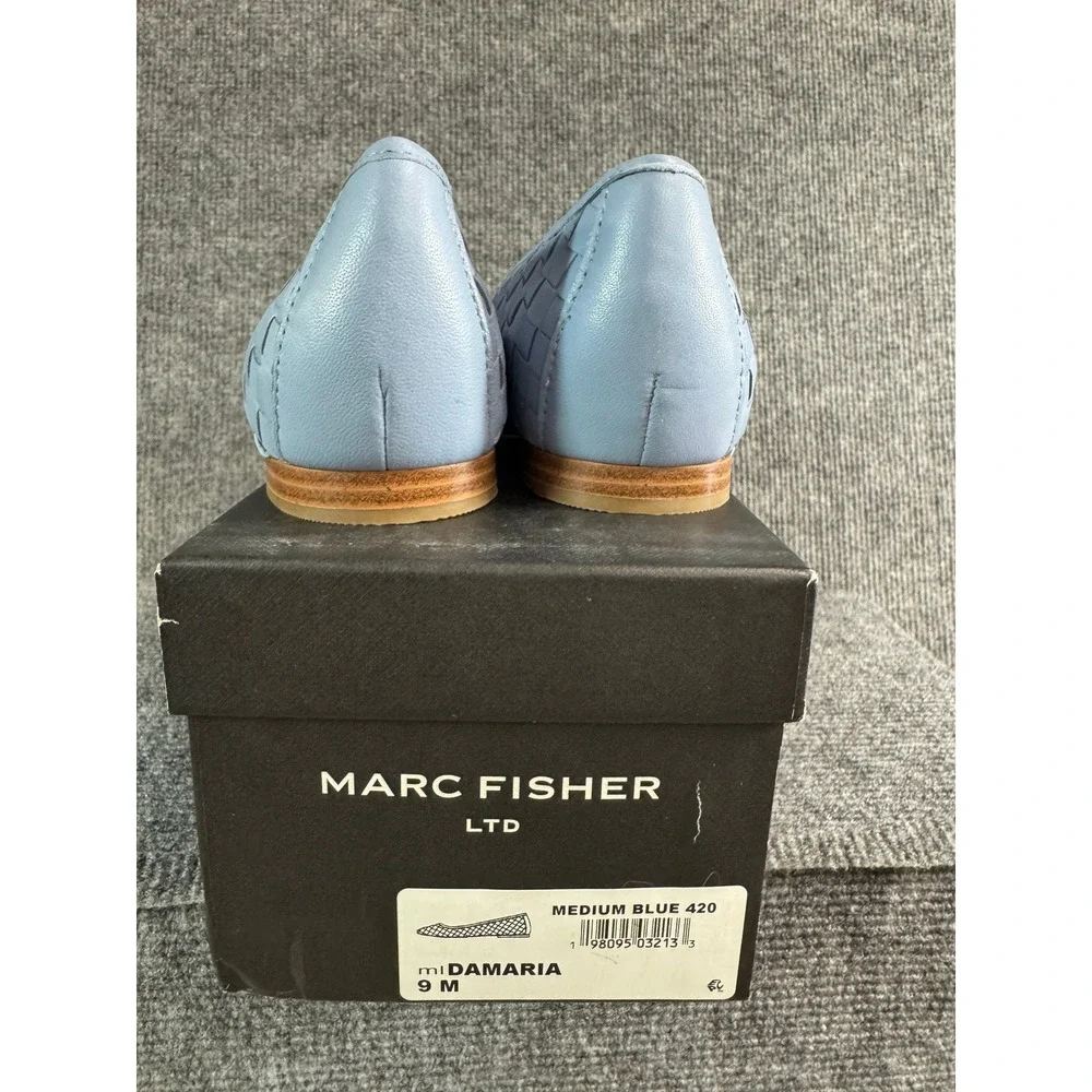 NWB Marc Fisher LTD Damaria Woven Leather Pointed Toe Flats Medium Blue 9M